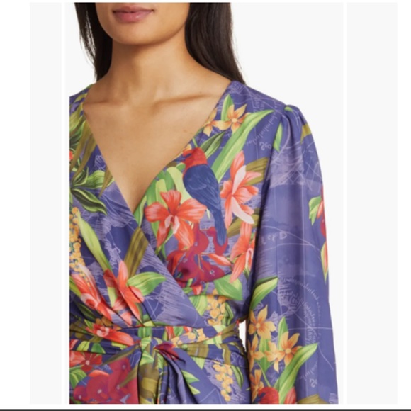 NWT TOMMY BAHAMA Villa Views Long Sleeve Floral Maxi Dress - Picture 4 of 8